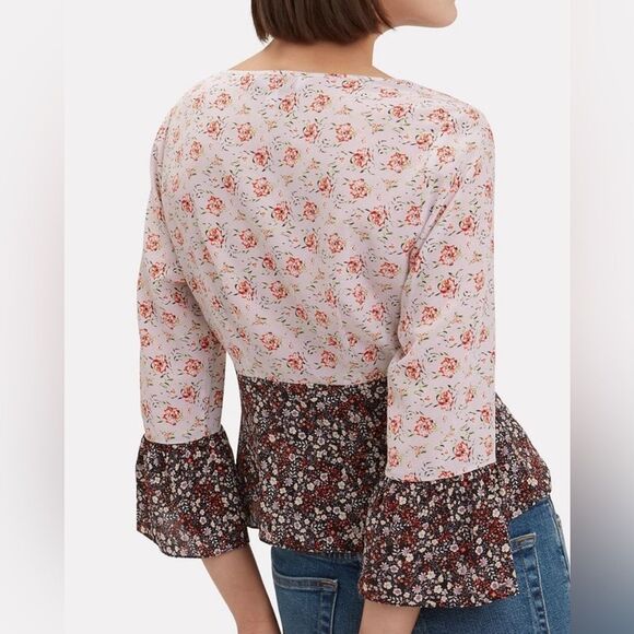 Intermix Doryll Bell Sleeve 100% Silk Top - Picture 3 of 12